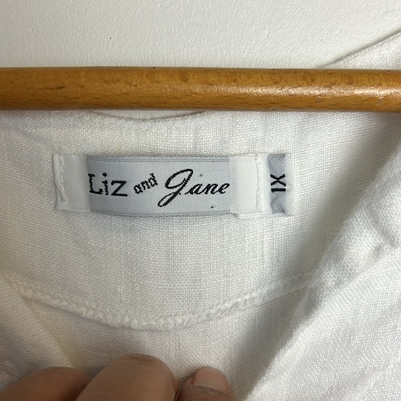 Liz and Jane Women 1X Blouse White 100% Preshrunk Linen Tunic Natural Breathable - Picture 9 of 12